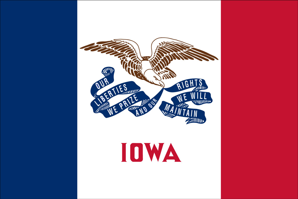12x18" Nylon flag of State of Iowa